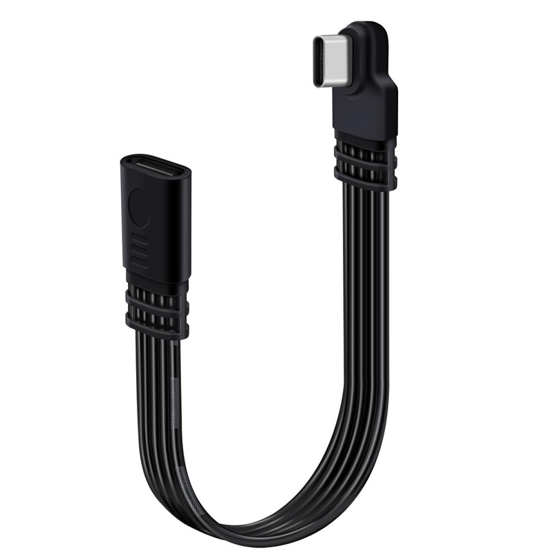YINGAYOU Flat USB C Extension Cable 90 Degree USB C Male to Female Extension …