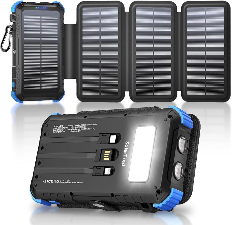 Solar Power Bank 20000mAh with 4 Panels