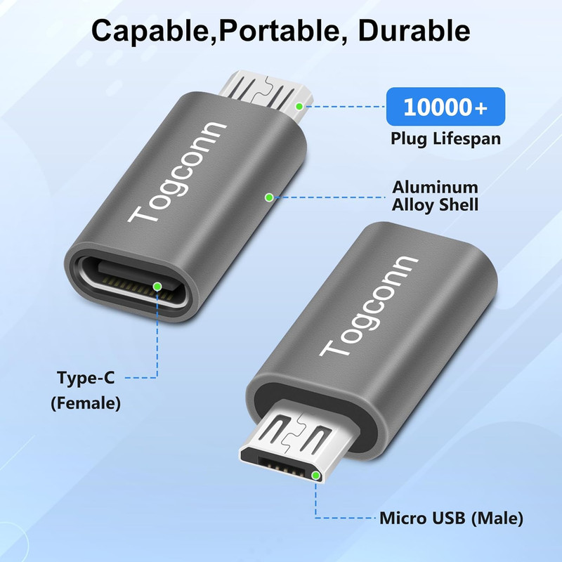 USB C to Micro USB Adapter 2 Pack, USB Type-C (Female) to Micro USB (Male) Conve gallery