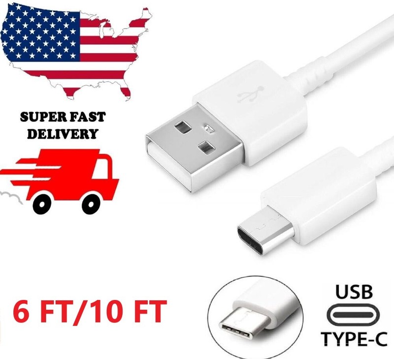 6/10FT USB Cable Fast Charge Type C Extra Long Charging Cord Rapid Charger Wire