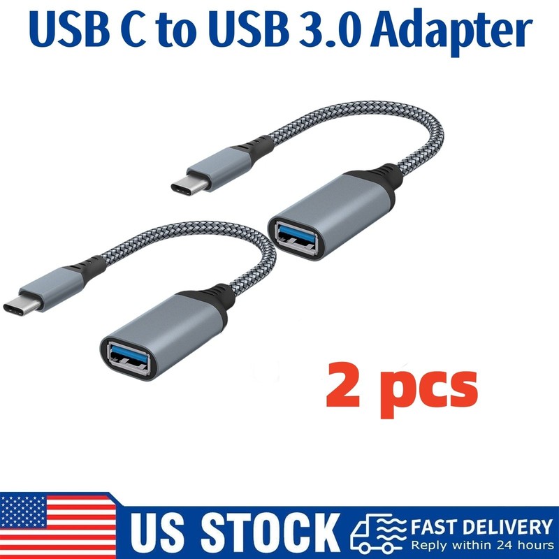 2X USB-C Type C Male to USB 3.0 Type A Female OTG Adapter Converter Cable Cord