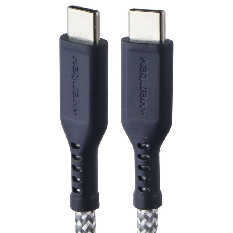Ventev (6-Foot) USB-C to USB-C Braided High-Speed Cable – Black/Gray