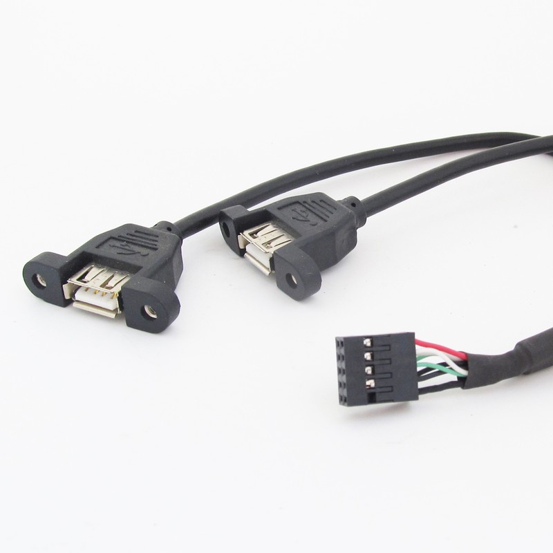 5pcs 50cm 2 Port USB A Female to Internal 2x5 way 9 Pin Header Adapter Cable gallery