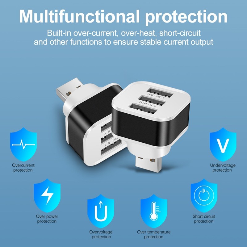 3-Port Mini USB 2.0 Expander Extender Charger Hub Splitter Adapter Connector 3Pc gallery