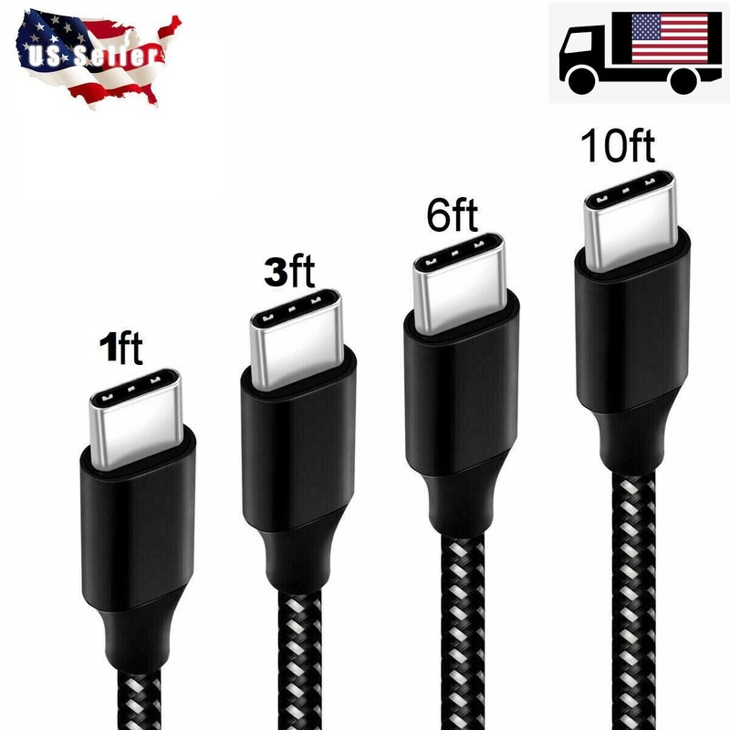 Braided USB C Type-C Fast Charging Data SYNC Charger Cable Cord 1/3/6/10FT LONG
