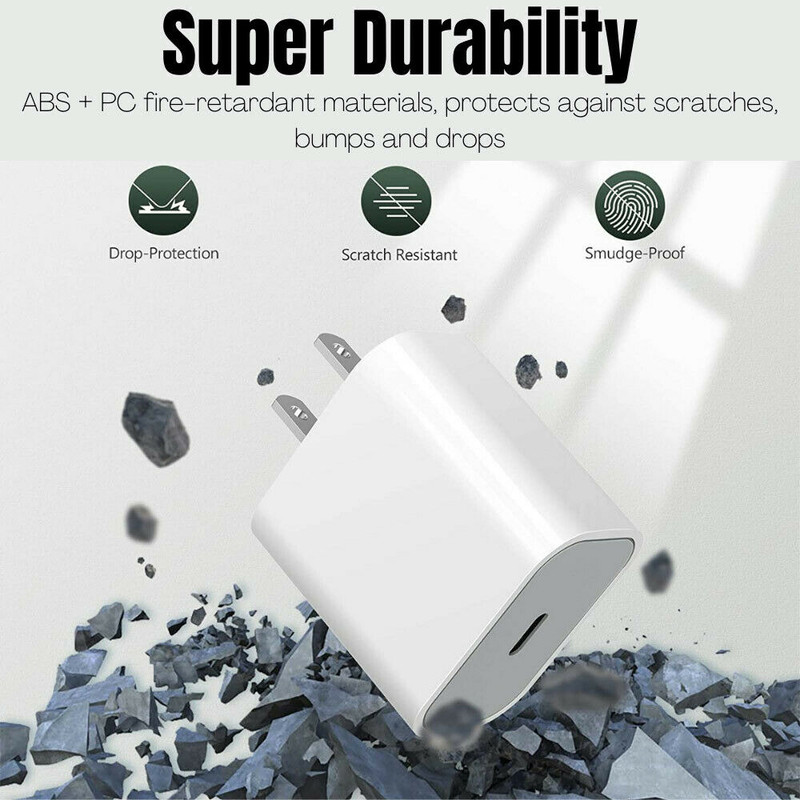 3FT Super Fast Charger 20w Type USB-C Wall Adapter For iPhone 14 13 12 11 X Pro gallery