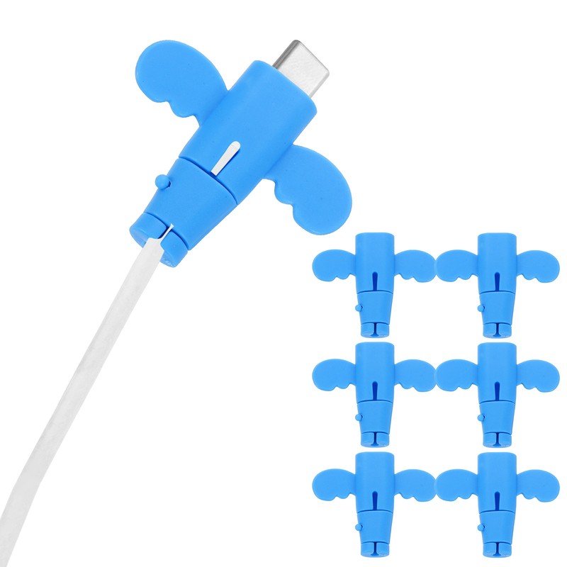 24Set Charger Cable Protector Flexible Cute Wire Cord Saver Organizer Blue