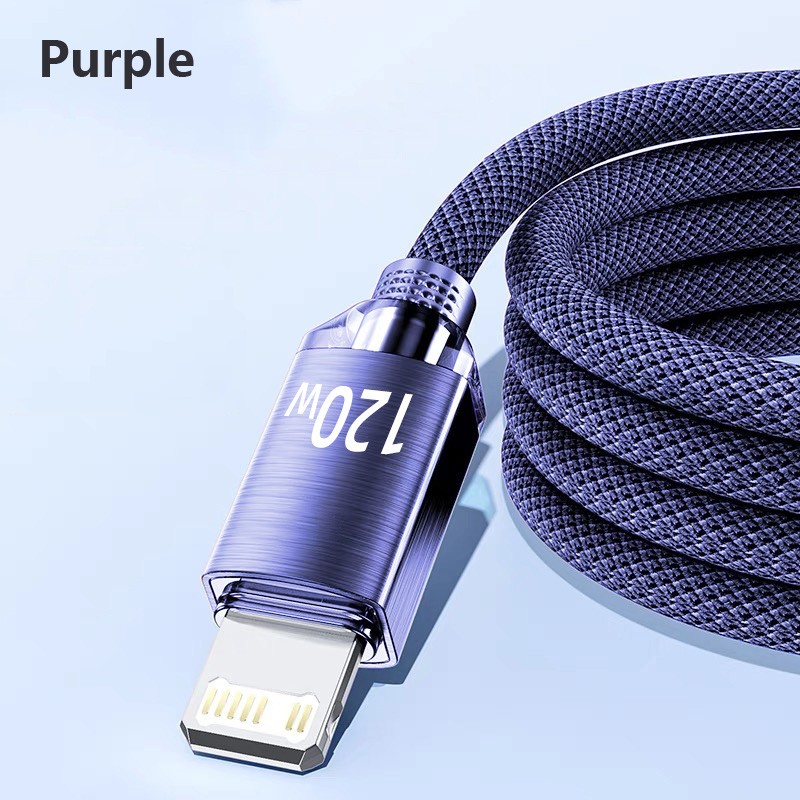 120W Heavy Duty Braided Long 6A USB Fast Charger Cable For i Phone，In-Vehicle