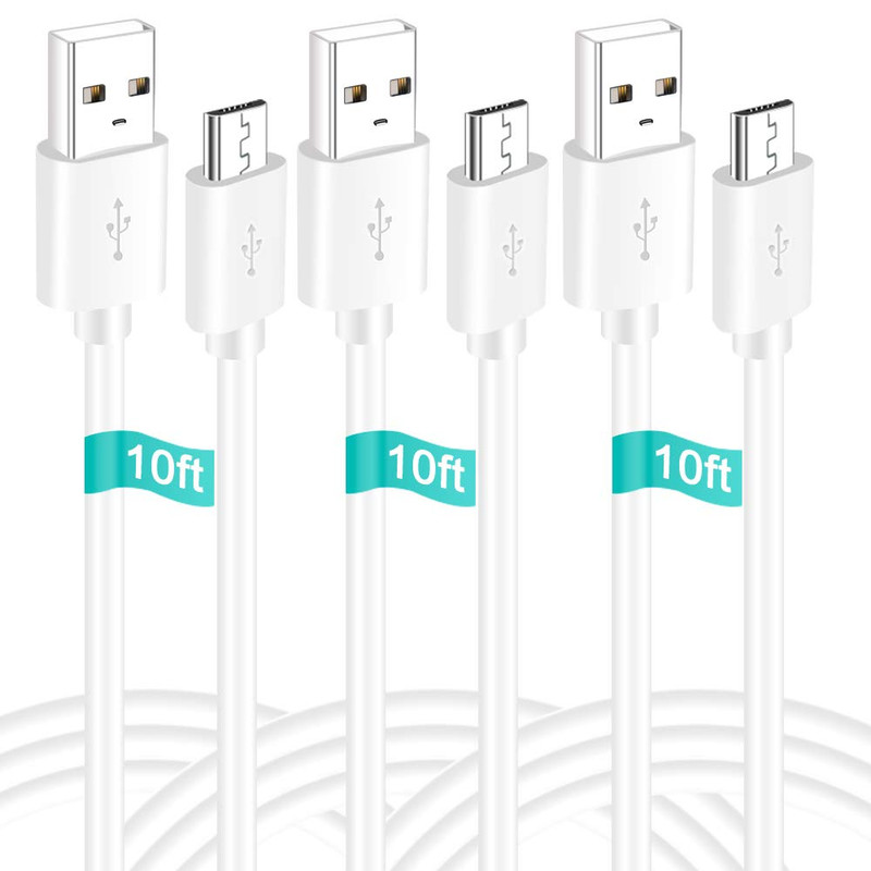 3 Pack 10FT Micro USB Power Extension Cable Cord Compatible for Wyze