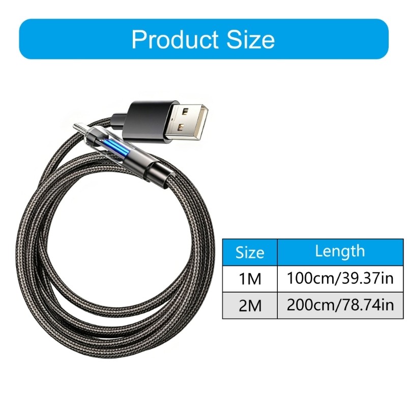 Black Fast Charging Cable 100W with Clear Light Tip for Daily Device Use gallery