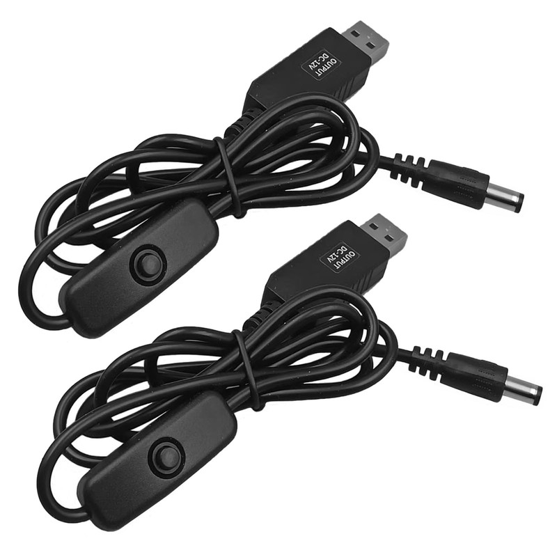 USB Charging Cable Baby Car Camera DC 5V To 12V Step Up Converter Cord 2 PCS