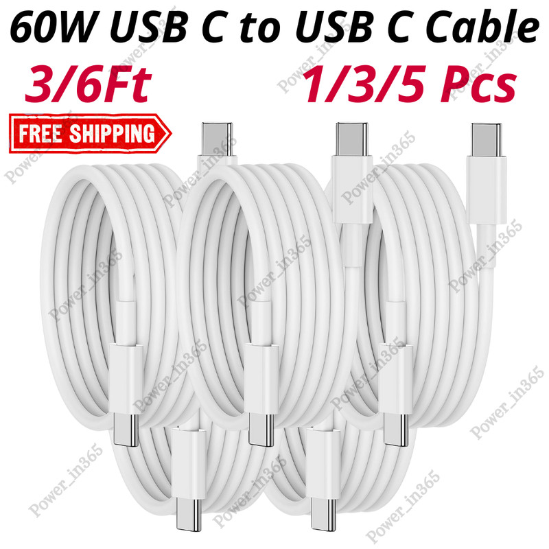 PD 60W USB-C To USB C Fast Charger Cable Charging Cord For Android iPhone 15 Pro