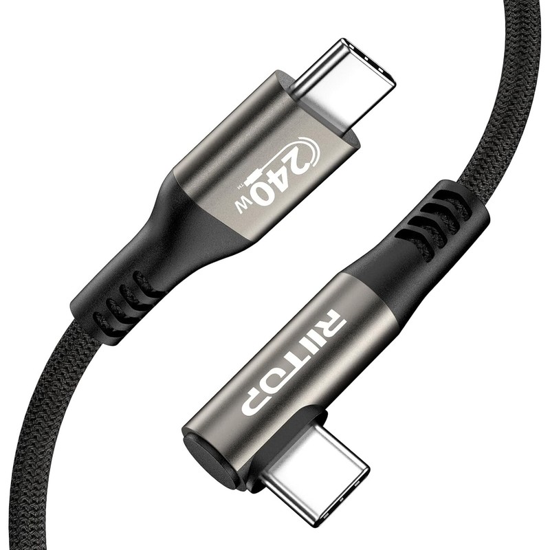 240W USB C to C Charging Cable 6.6ft [90 Degree], For iPhone 15/iPad Pro/Air