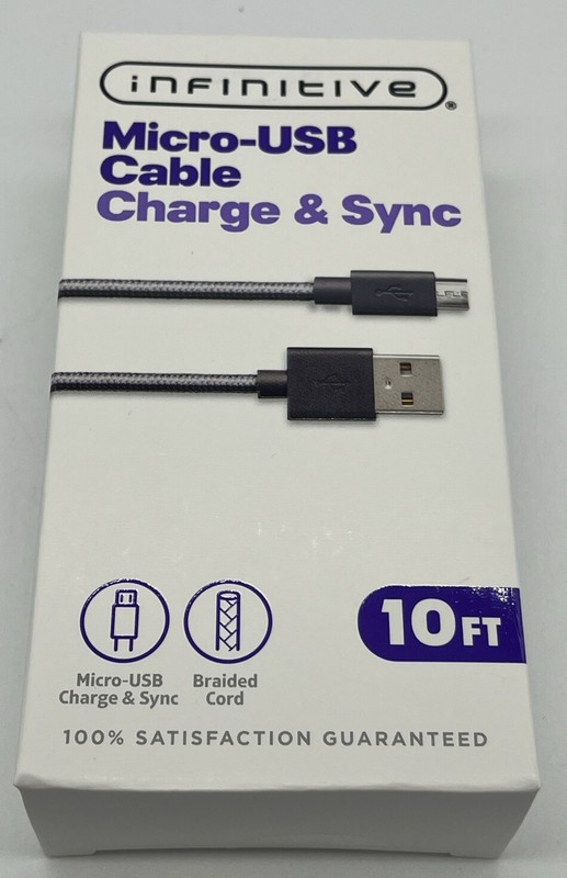 Micro-USB Braided Charge & Sync Cable 10' Samsung Android & USB-A gallery