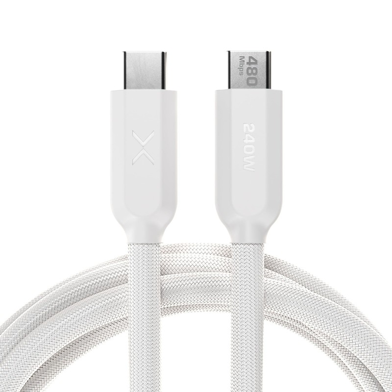 NOCO XGrid XC3 10ft USB-C to USB-C Cable, 240W PD 3.1, White, Braided Nylon/Sili
