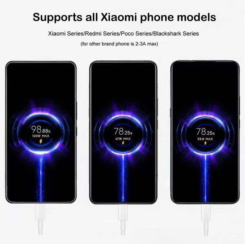 Turbo Charge 120W Cable for Xiaomi 15 Ultra , 15 pro, Note 14 pro, Redmi Poco gallery