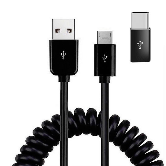 For Samsung Galaxy S25/S26/Edge/Fe/Plus/Ultra – Coiled USB Cable Charger Cord
