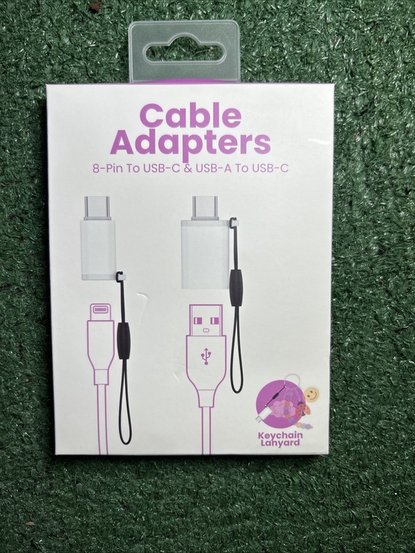 Custom Accessories Cable Adapters 2-pack 8-Pin To USB-C & USB-A To USB-C
