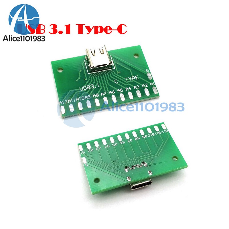 24Pin USB 3.1 Type C Female Plug Socket Connector SMT Type + PCB Board For DIY gallery