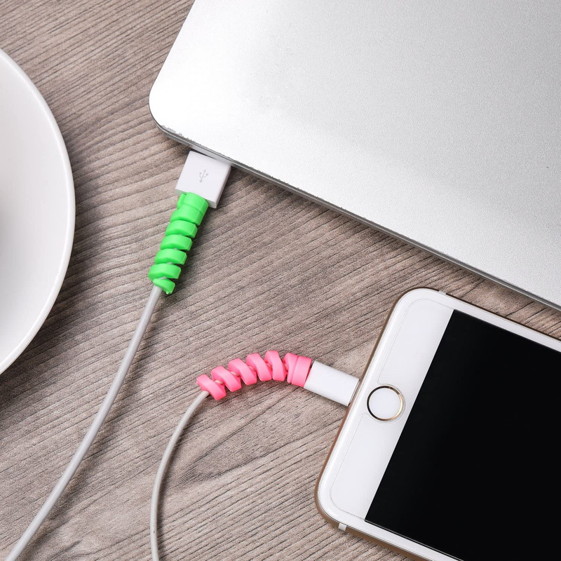 24 Pcs Charger Cable Protector,Silicone Flexible Cable Saver,Spiral USB Mouse Wi gallery