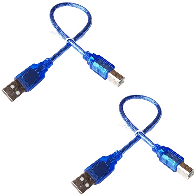 USB Cable for Arduino Uno Mega USB 2.0 Type A to B Data Transfer 30cm 2Pcs