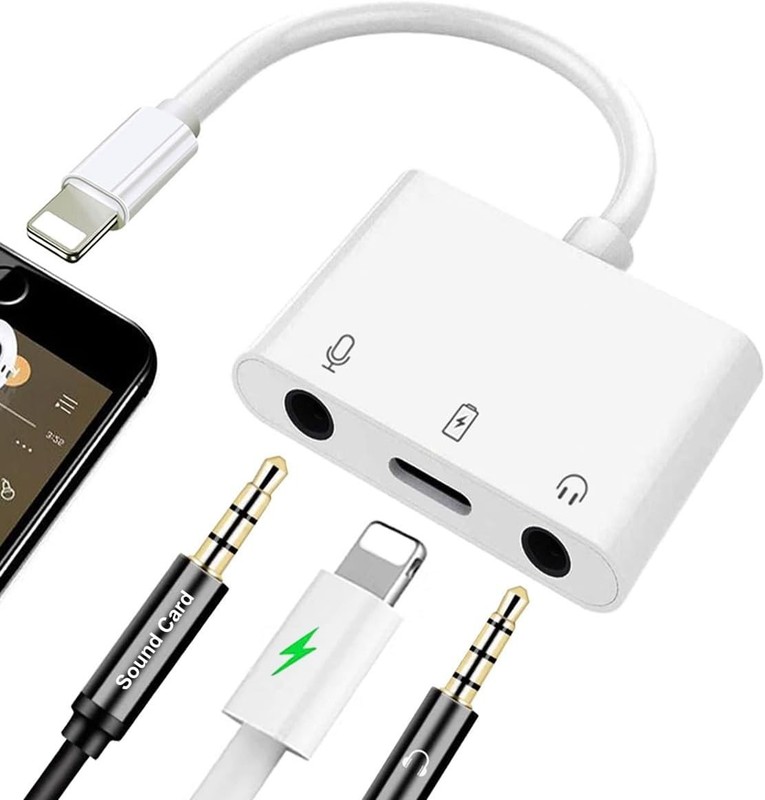 iPhone Microphone Adapter for Live-Streaming Lightening to & White gallery