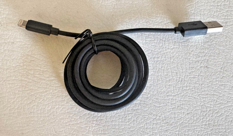Unbraided USB-A To 8 Pin Fast Charger 70W Charging Data Sync Cable Black 6'