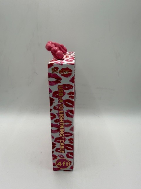 XO Poppy USB A Cable 4ft iPhone Charger Pink Lips Lot of 2 gallery