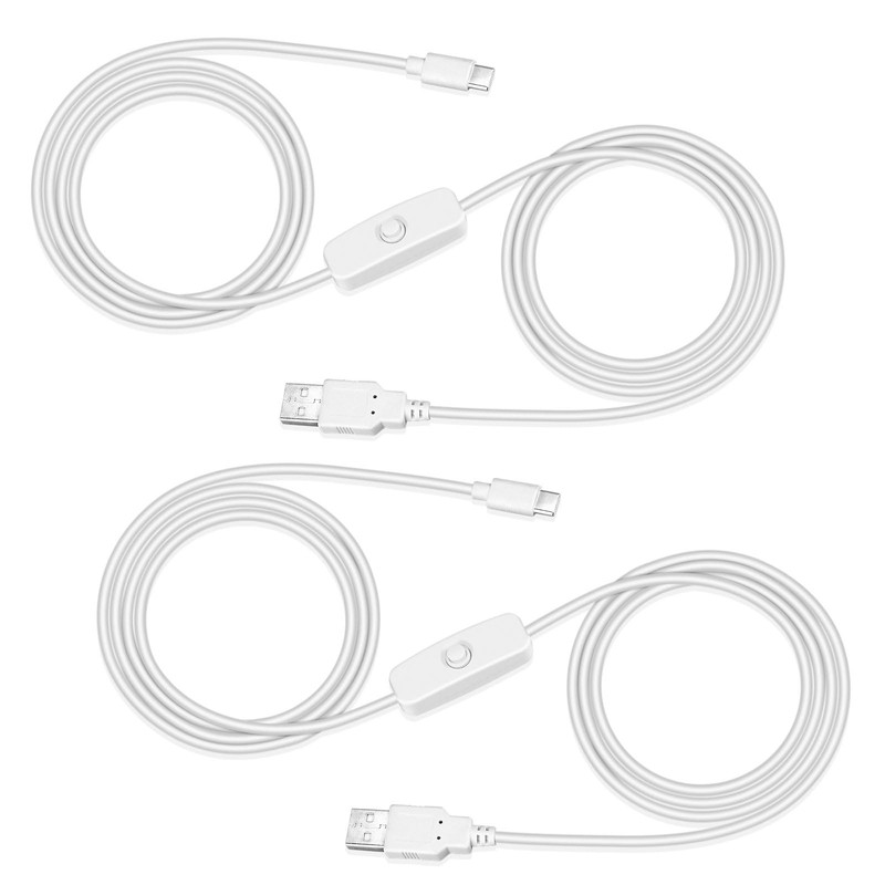 2 PCS 6.6FT 5V USB Type C Switch Extension Cable A to C Male Power Cord