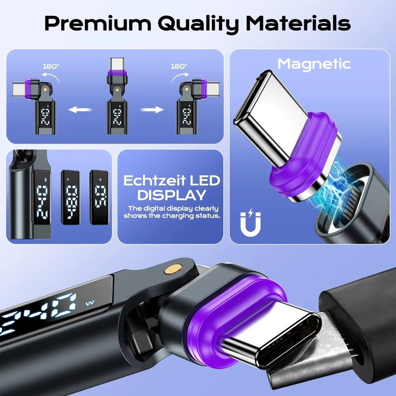 240W USB-C Magnetic Adapter PD Fast Charging Converter LED Display gallery
