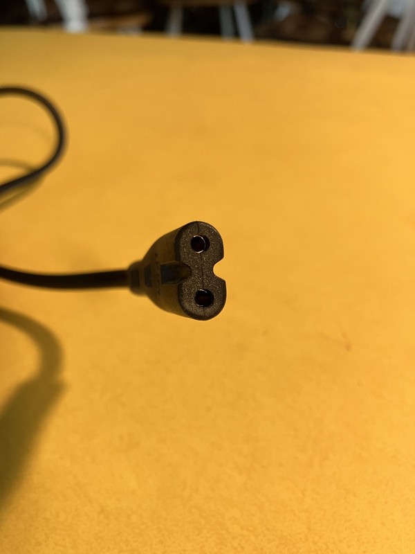 Lot of 3 unusual cords. Car charger cord, USB type B, unknown outlet power cord. gallery