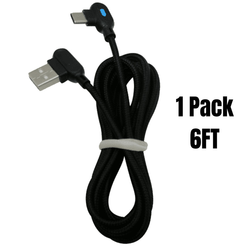 Lot 6Ft USB C Fast Charger Cable 90 Degree Type C Data Cord For Samsung Android