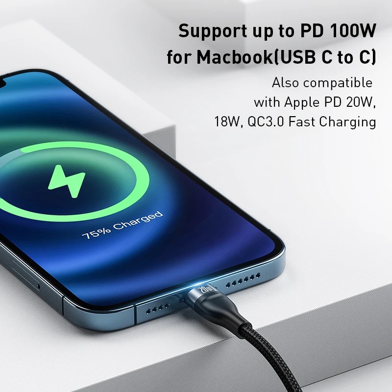 Baseus 3in1 100W USB-C Charger Cable for iPhone, Macbook, Samsung, Xiaomi gallery