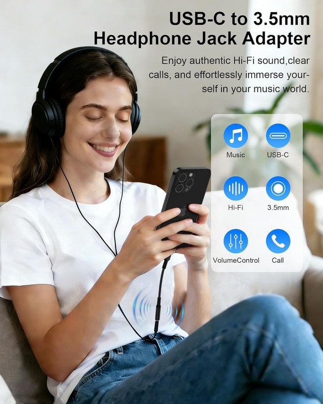 1 USB-C Type C Adapter Port to 3.5MM Aux Audio Jack Earphone Headphone Cable USB gallery