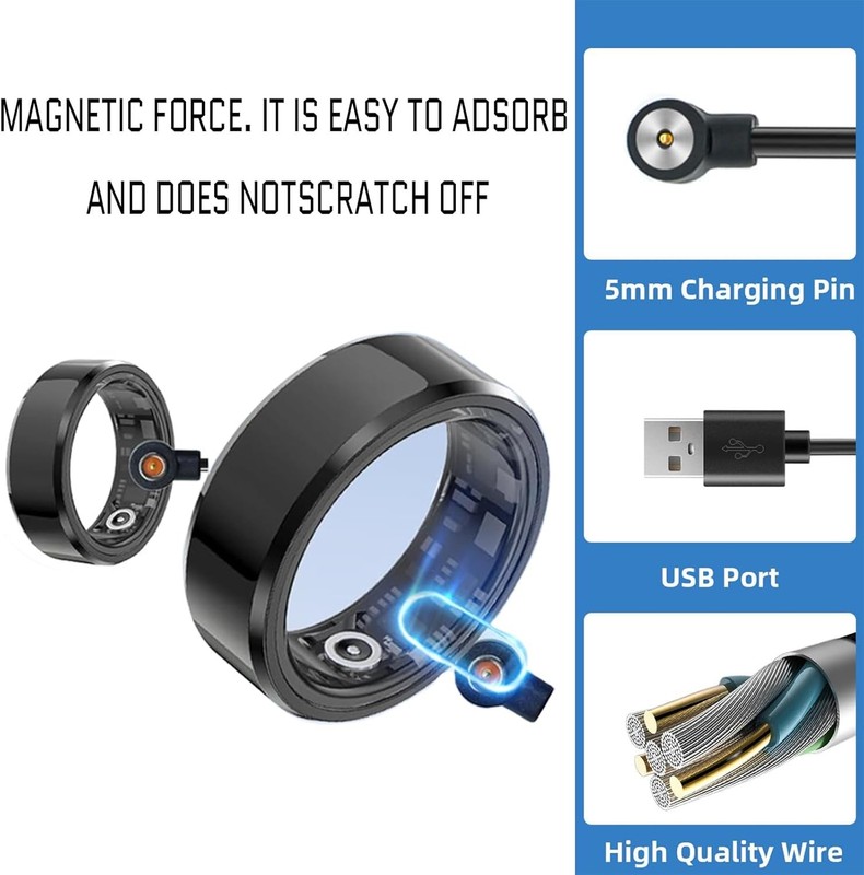 2 Pcs Magnetic Smart Ring Chargers Replacement Charger Cord for 4 mm Suitable fo gallery
