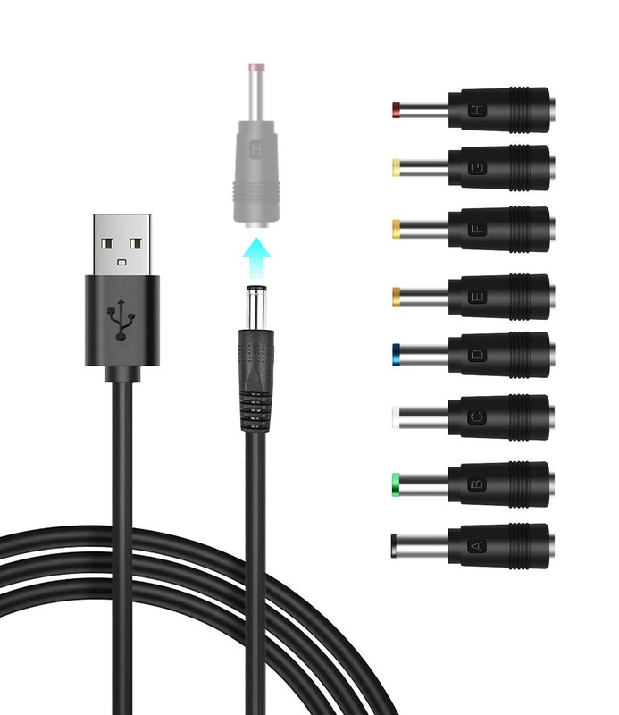 5V DC Power Cable, USB to DC 5.5x2.1mm Plug Charging Cord with 8 Connectors A... gallery