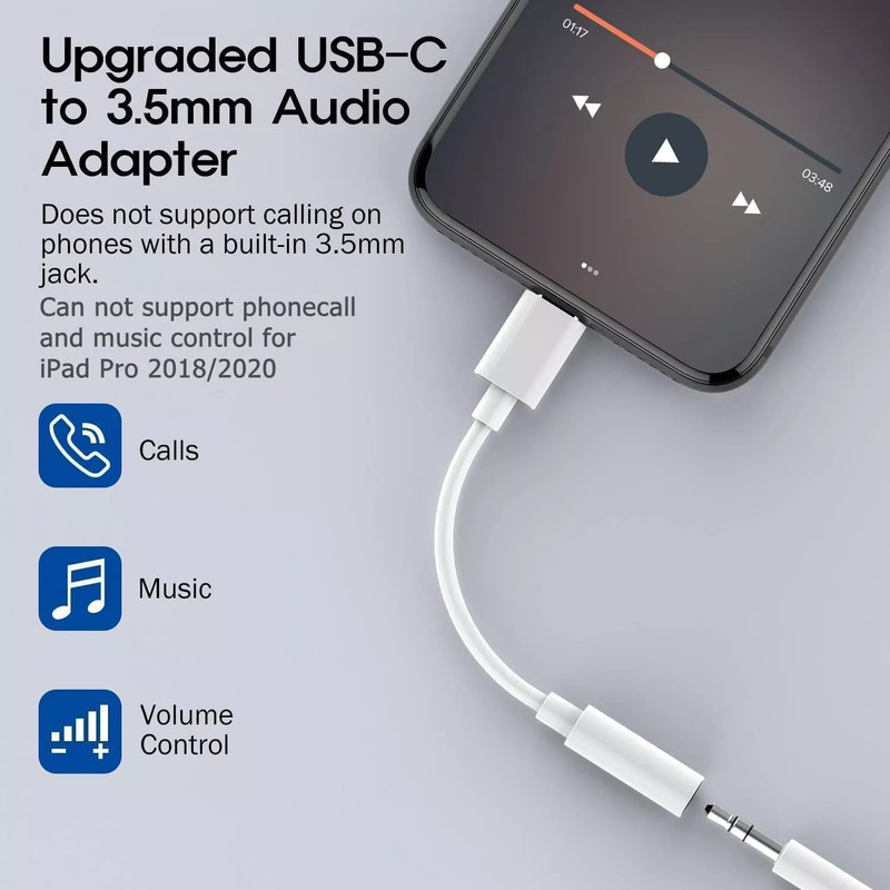 USB-C Type C to 3.5mm AUX Headphone Jack Adapter Lot For iPhone 16/Android Phone gallery