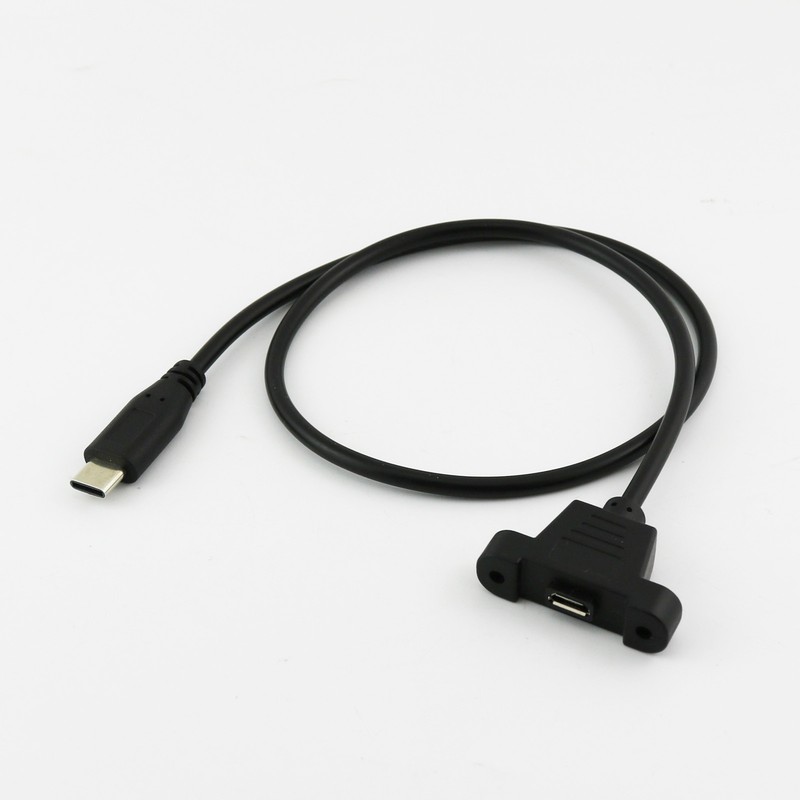 1x USB Micro Female to USB 3.1 Type C Male Panel Mount Data Charging Cable 1.5ft gallery