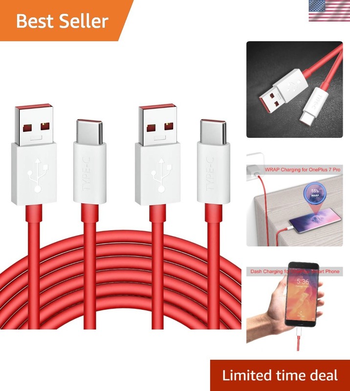 6FT 2-Pack USB Type C Cable for OnePlus 8 Pro, 80W 65W for Supervooc/Warp/Das…