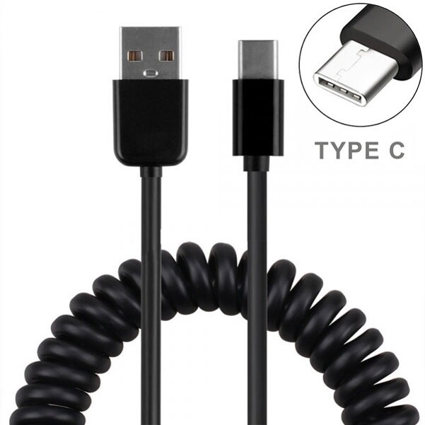 Black Coiled Type-C Cable Fast Charger USB Wire Sync Power Cord for USB-C Phones gallery