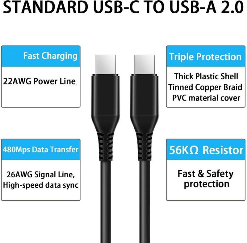 For Galaxy Z Flip/3/4/5 PD Fast Charger Cord 10ft Long USB-C Cable Power Wire gallery