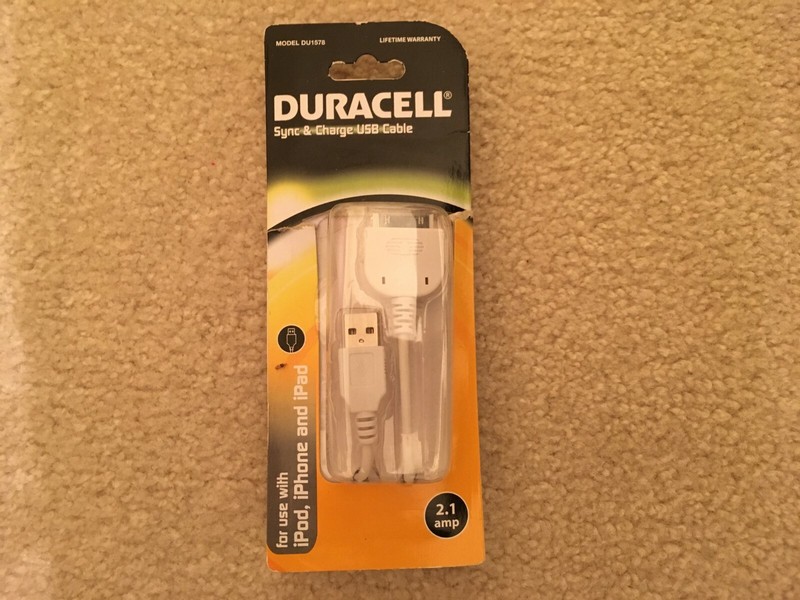 BRAND NEW SEALED Duracell Sync & Charge USB Cable DU1578