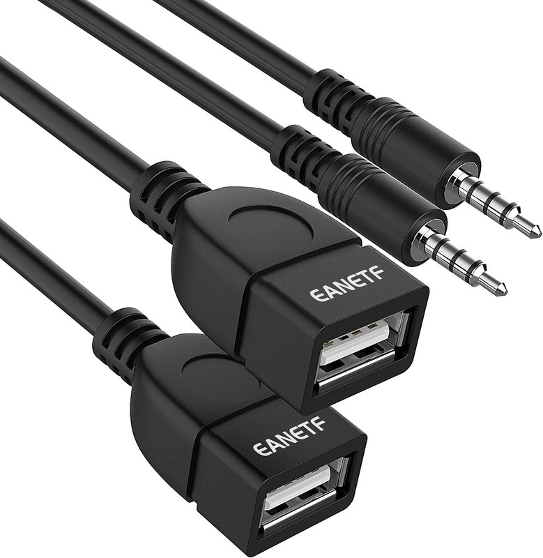 Eanetf USB to Aux Audio Adapter, 2PCS 3.5Mm Male to USB Female for Playing Music