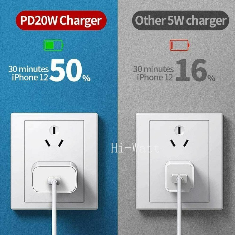 3 Pack Lot For iPhone 14 13 12 11 PD Fast Charger Cable 20W USB-C Power Adapter gallery