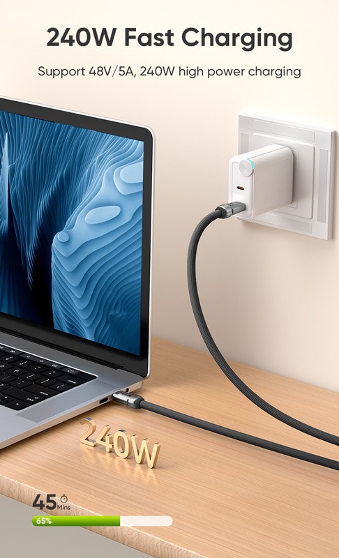 240W 30CM Type-C to Type-C Lanyard Data Cable Fast Charging Cable 2 in 1 gallery