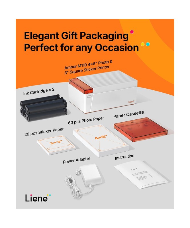Liene Amber M110 Bluetooth Photo Printer 80 Sheets, Portable Photo Printer fo... gallery