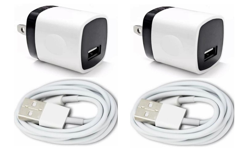 2x Wall Charger Adapter + USB Data Sync Charging CableFor iPhone 6s 7 8 Plus XS