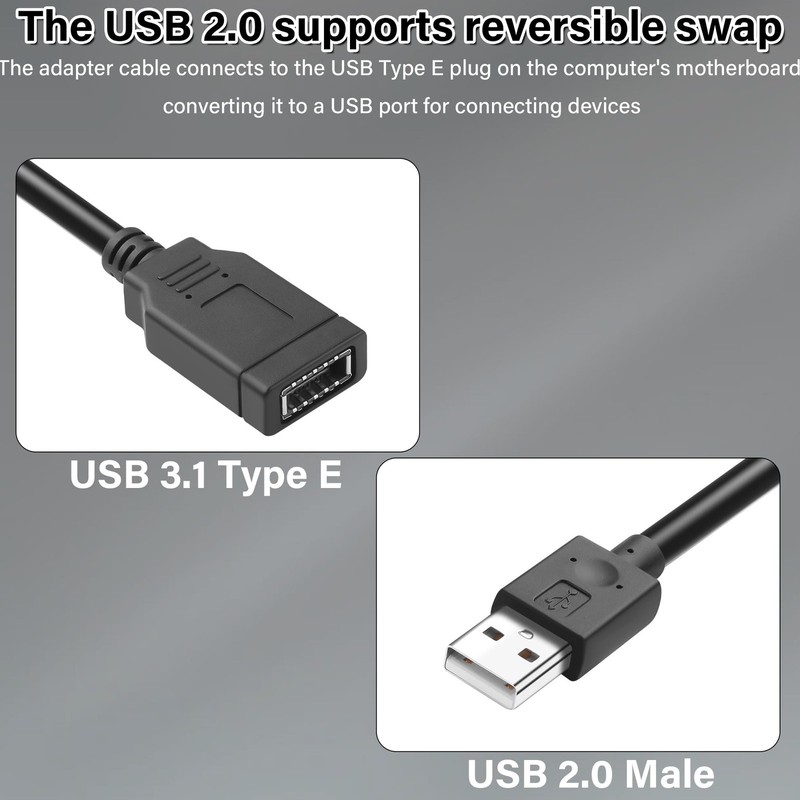 Type E To USB-A Adapter Cable Female To USB 2.0 Motherboard Extension 1.4FT gallery