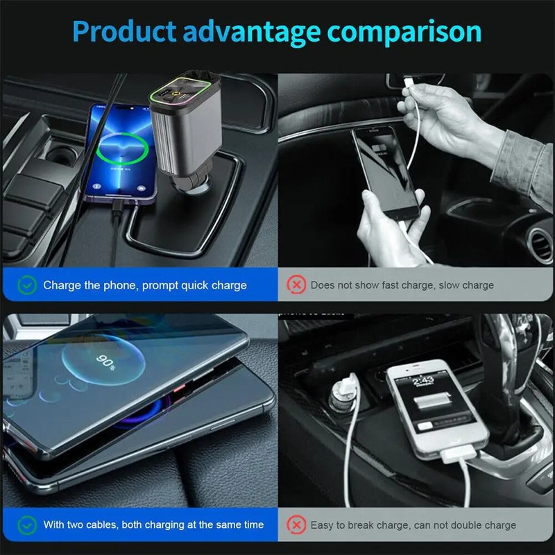 120W Car Charger Star Night Light Fast Charging Cigarette Lighter USB Adapter AU gallery