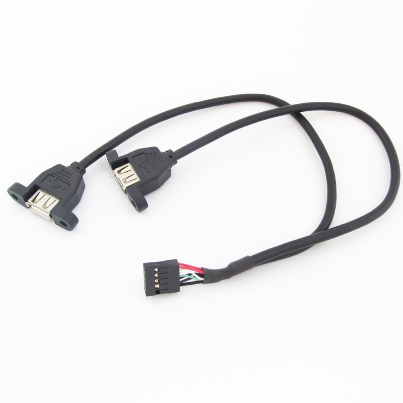 5pcs 50cm 2 Port USB A Female to Internal 2x5 way 9 Pin Header Adapter Cable gallery